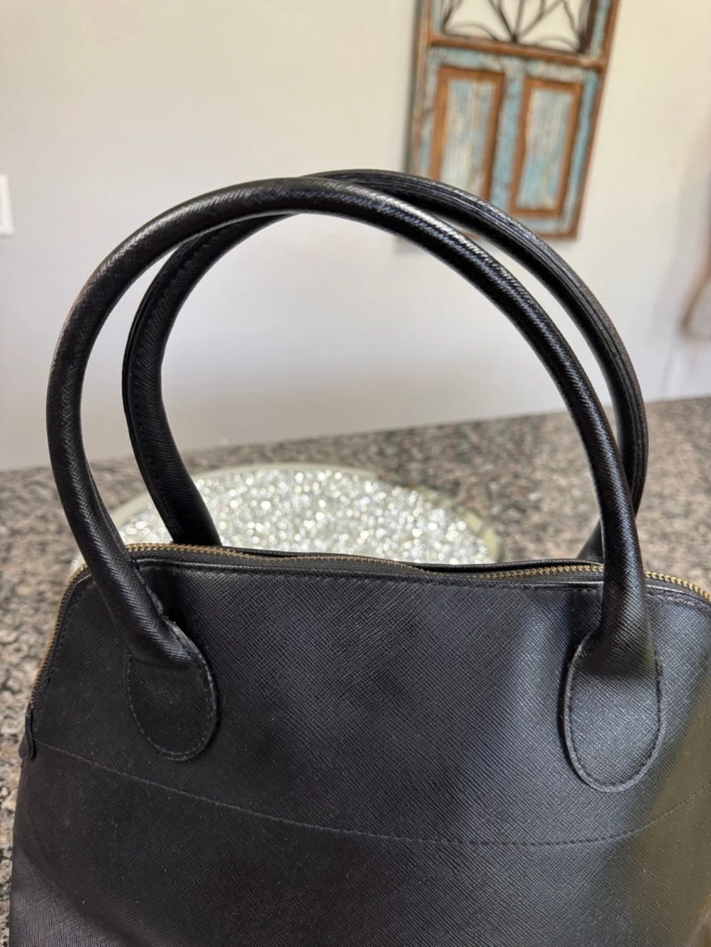 Isaac Mizrahi Black Dome Satchel Handbag